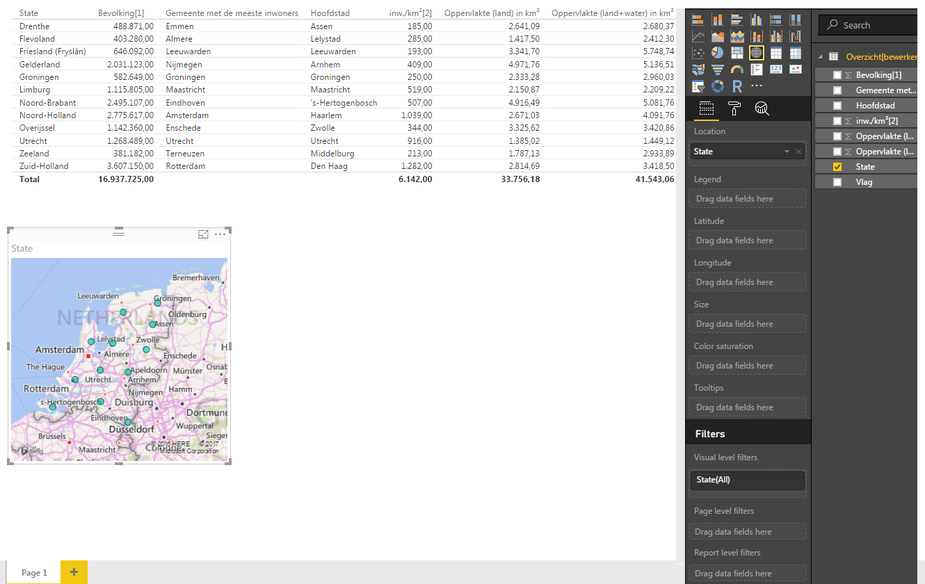 Roelofs en Schenk - Power BI, Het hernoemen van het veld 'provincie' naar 'state' zodat Power BI herkent dat het om een provincie gaat