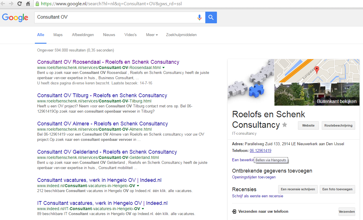 SEO Zoeken in Google op Consultant OV