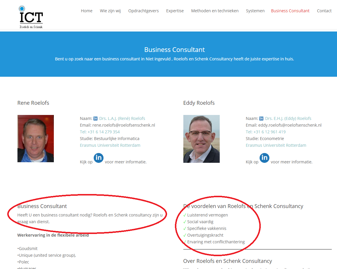 Gegenereerde SEO pagina voor Business Consultant van Roelofs en Schenk Consultancy Gegenereerde SEO pagina voor Business Consultant van Roelofs en Schenk Consultancy